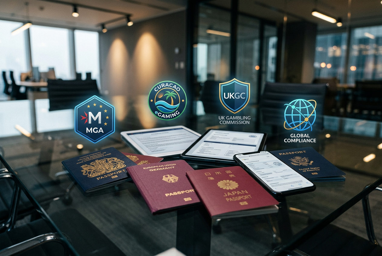 Conceptual representation of international gambling licenses versus unregulated sites.